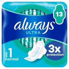 Always Ultra Size 1 Normal With Wings Sanitary Towels 13 Pack