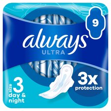 Always Ultra Size 3 Night With Wings Sanitary Towels 9 Pack