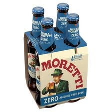 Birra Moretti Zero 0.0% Alcohol Free Beer Bottle 4x330ml