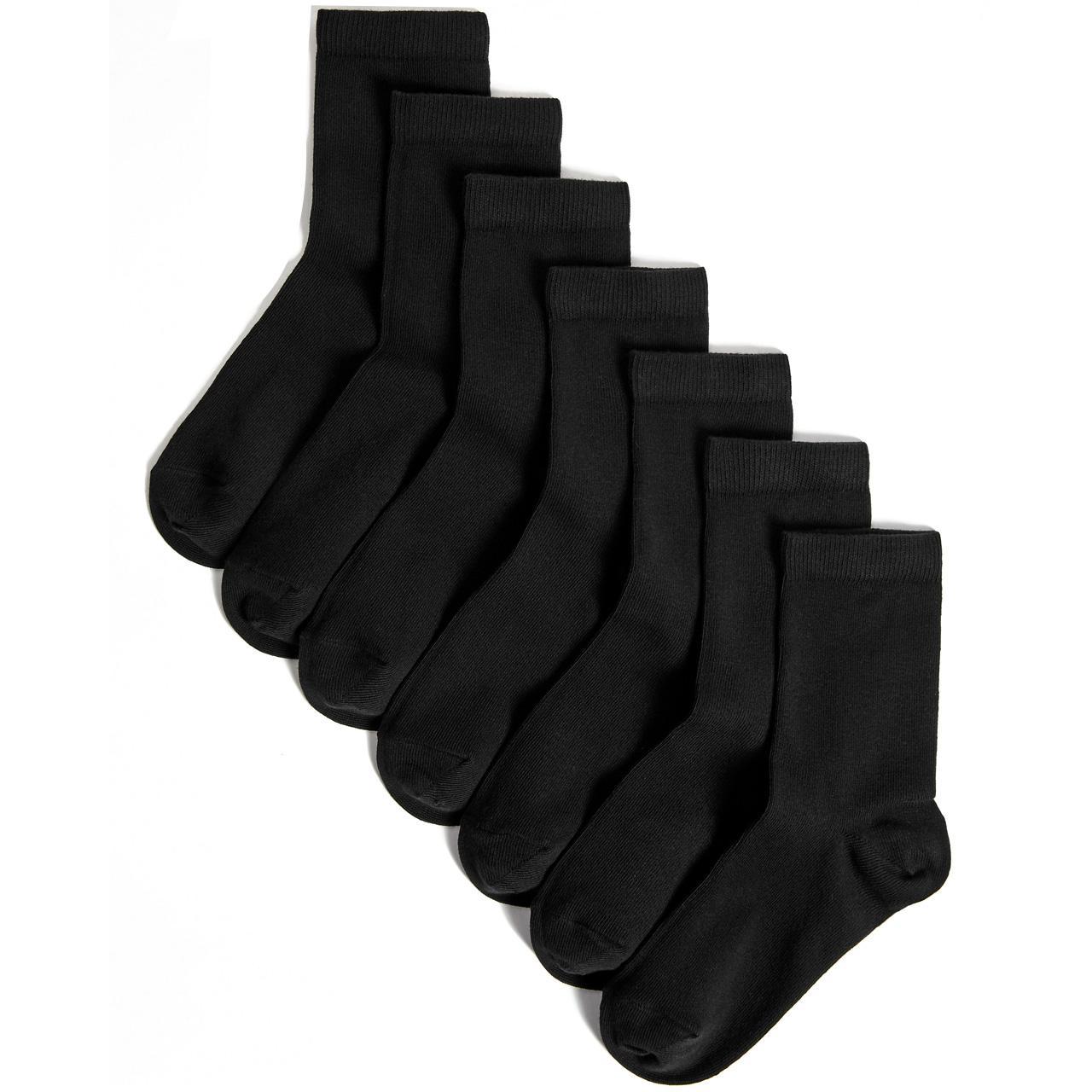 M&S Boys Ankle School Socks, Shoe Size 8.5-12, Black