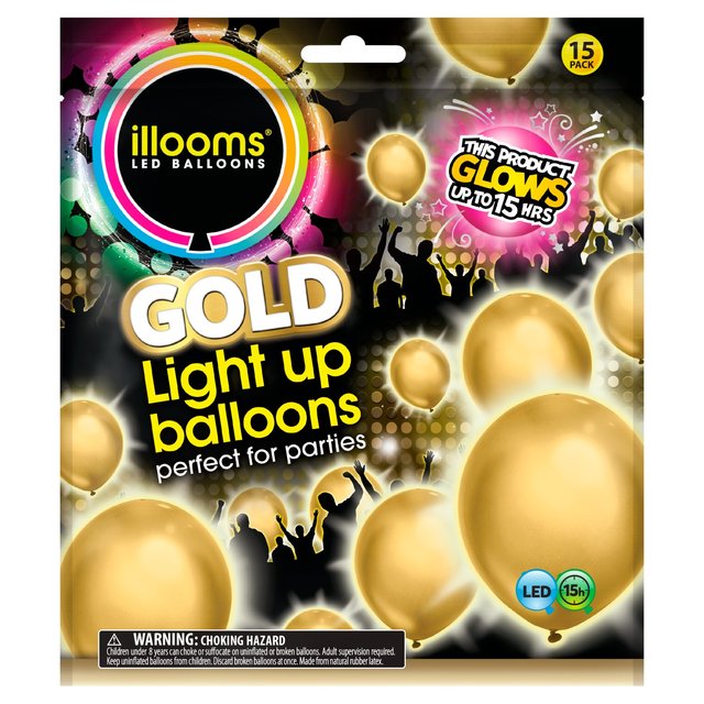 Illooms Gold Light Up Balloons  15 per pack