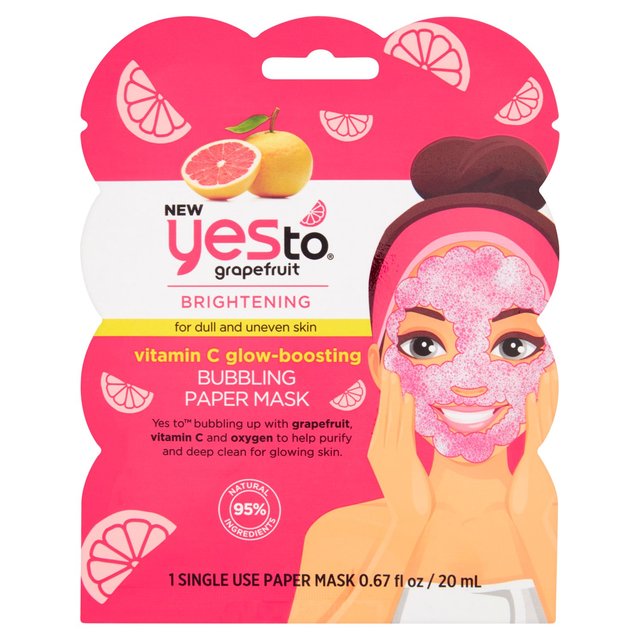 Yes To Grapefruit Vitamin C Glow-Boosting Bubbling Paper Mask 20ml