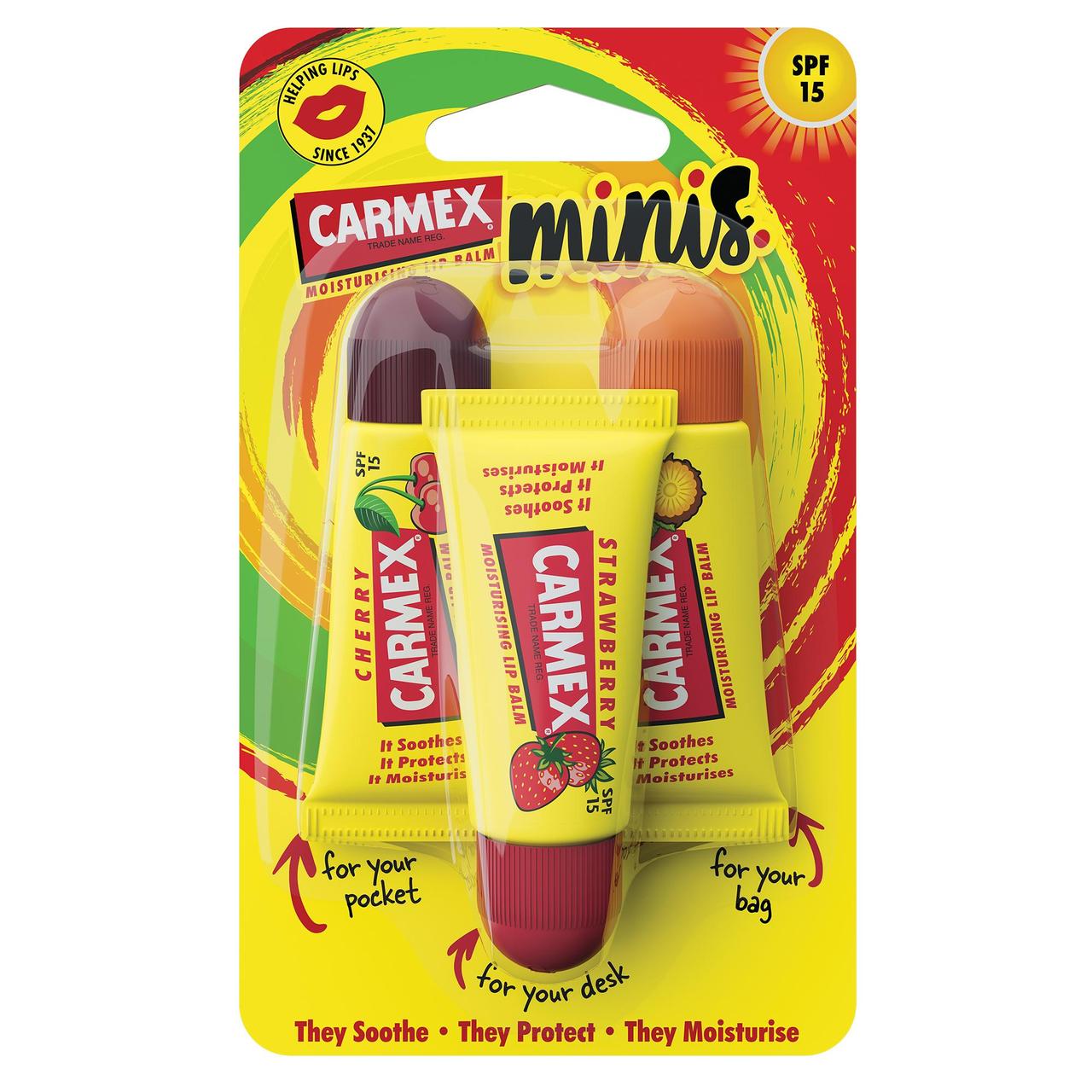 Carmex Mini Lip Balm 3 Pack SPF15