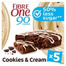 Fibre One Snack Bars Cookies & Cream Squares 5X24g