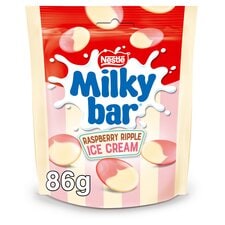 Milkybar Raspberry Ripple Ice Cream Flavour White Chocolate Pieces 86g