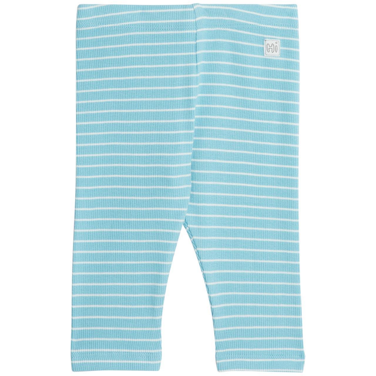 M&S Cotton Rich Blue Stripe Leggings, 3-6 Months, Turquoise 