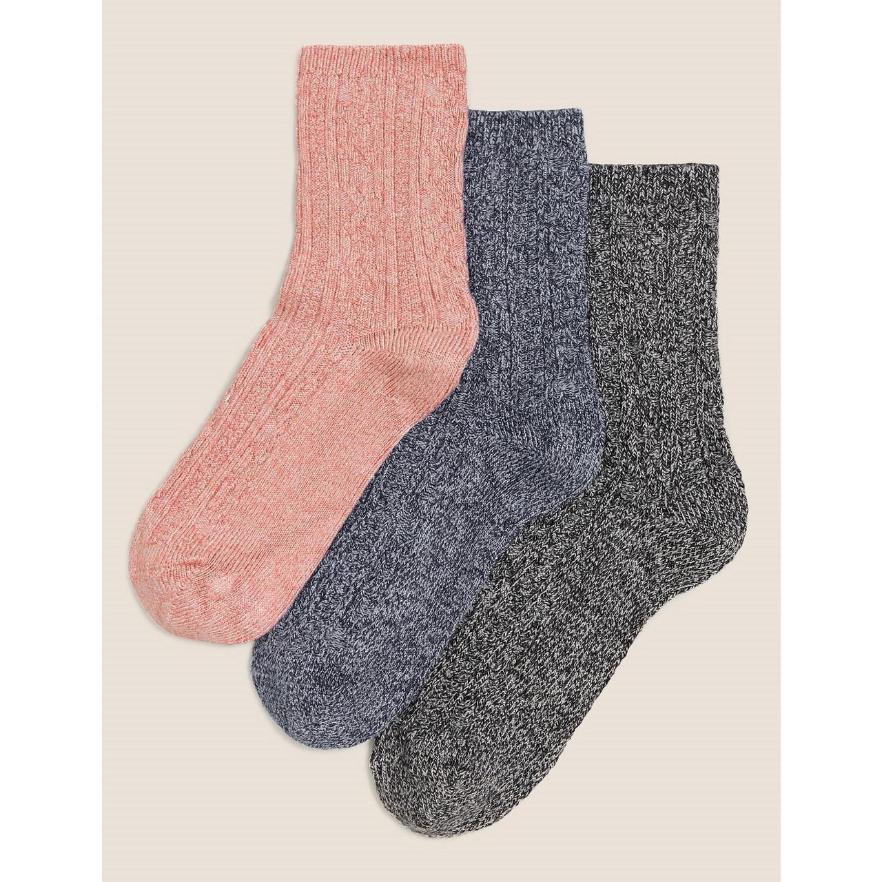 M&S Womens Sumptuously Soft Thermal Socks. 6-8, Pink Mix