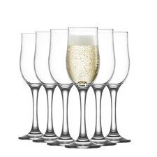 LAV Nevakar Champagne Flutes - 195ml - Clear - Pack of 6