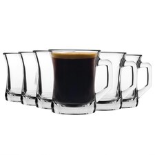 LAV Zen+ Glass Coffee Mugs - 225ml - Clear - Pack of 6