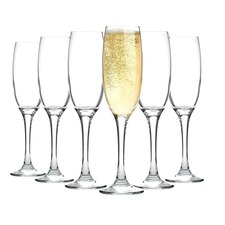 LAV Venue Glass Champagne Flutes - 220ml - Clear - Pack of 6