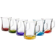 LAV Zen+ Coloured Base Glass Coffee Mugs - 225ml - Multicolour - Pack of 6