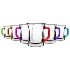 LAV Zen+ Glass Coffee Mugs - 225ml - Multicolour - Pack of 6