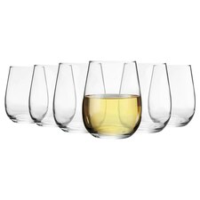 LAV Gaia Stemless White Wine Glasses - 360ml - Clear - Pack of 6