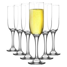 LAV Tokyo Glass Champagne Flutes - 200ml - Clear - Pack of 6