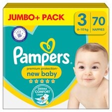 Pampers New Baby Nappies, Size 3 (6-10kg) Jumbo+ Pack