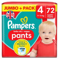 Pampers Baby Dry Nappy Pants Size 4 Jumbo+ 72 Pack