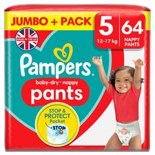 Pampers Baby Dry Nappy Pants Size 5 Jumbo+ 64 Pack