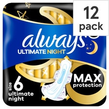 Always Ultimate Night Max Protection Pads With Wings Size 6, 12 Pack