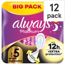 Always Platinum Secure Nights Extra Size 5, 12 Pack