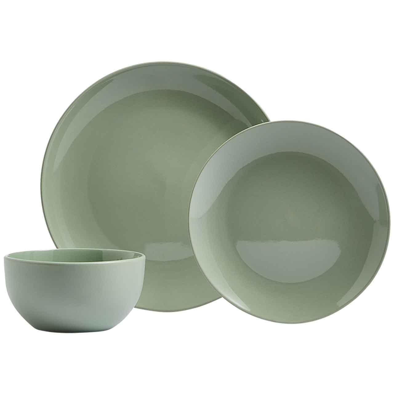 M&S 12 Piece Stoneware Dinner Set, Sage