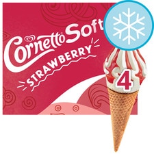 Cornetto Soft Strawberry Ice Cream Cones 4x140ml