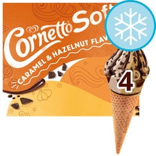 Cornetto Soft Caramel & Hazelnut Ice Cream Cones 4x140ml