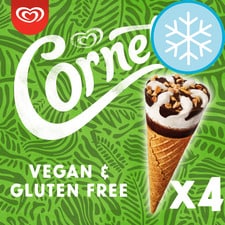 Cornetto Non Dairy Vegan Gluten Free Soy Vanilla Ice Cream Cone 4x90ml