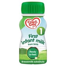 Cow & Gate 1 First Infant Baby Milk Formula Liquid Ready to Feed from Birth 200ml