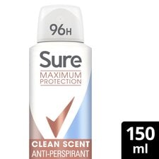 Sure Maximum Protection Clean Scent Antiperspirant Deodorant 150ml