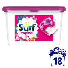 Surf 3 In1 Tropical Lily Washing Capsules 18 Washes 311.4g