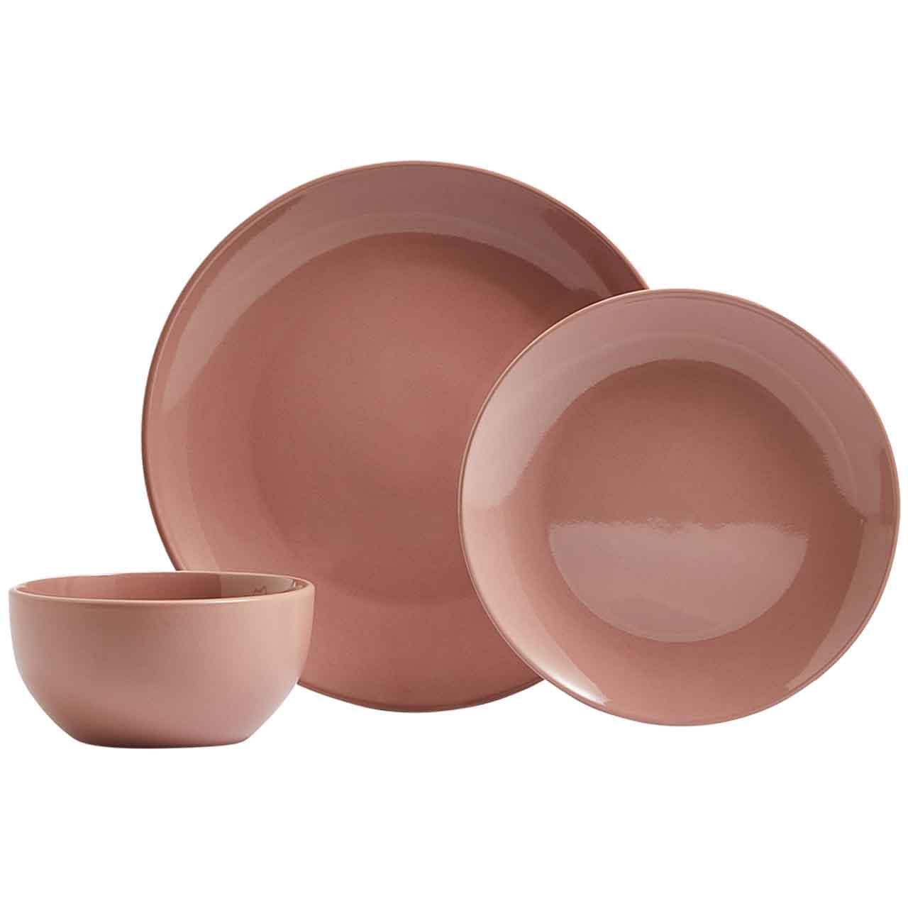 M&S 12 Piece Stoneware Dinner Set, Pink