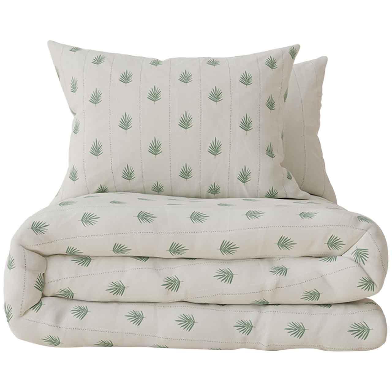 M&S Cotton Blend Leaf Bedding Set, Super King, Natural