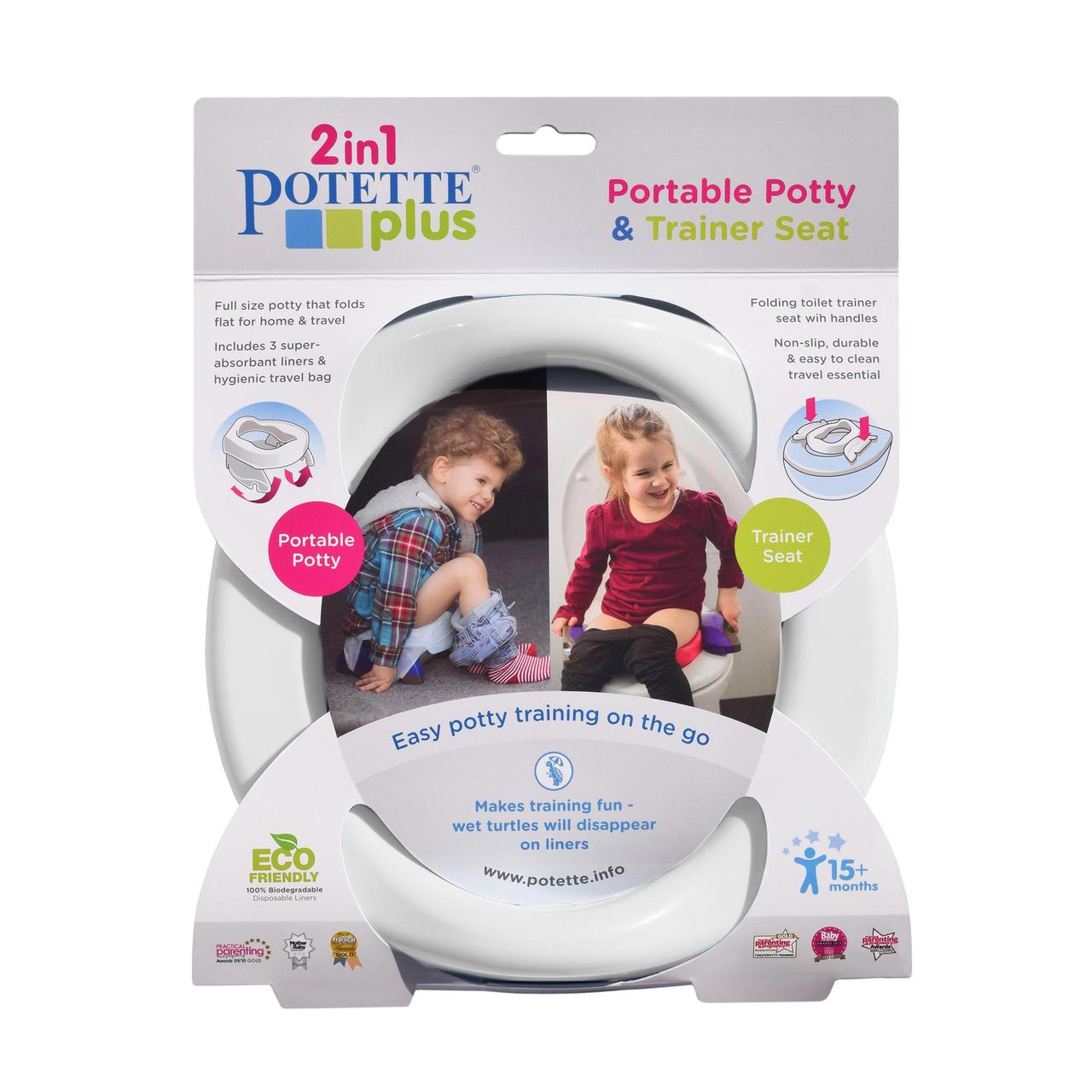 Potette Plus 2in1 Folding Portable Potty, White 