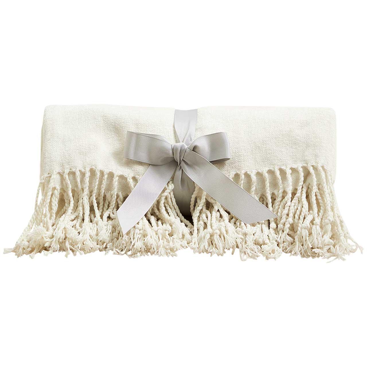 M&S Chenille Throw, Cream