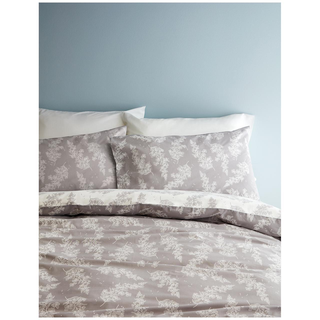 M&S Floral Fern Bedding Set, King (5FT) Grey Mix