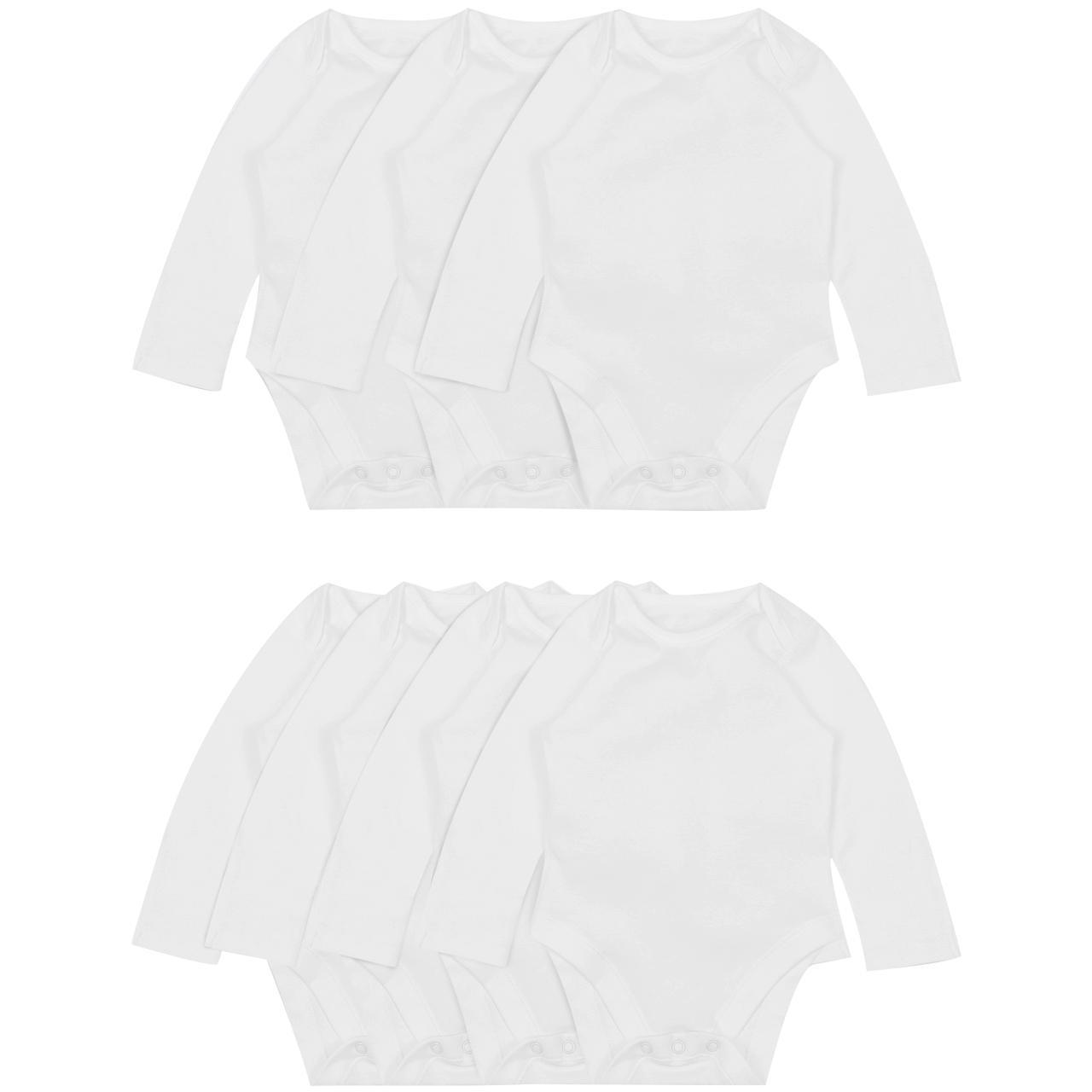 M&S Baby Cotton Long Sleeve Bodysuits, White, 6-9 Months  