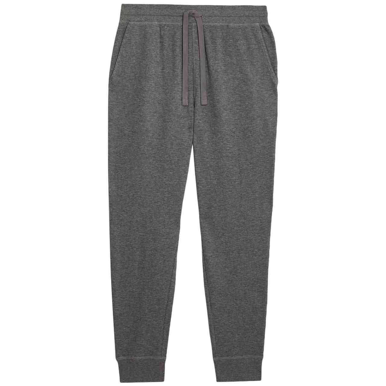 M&S Mens Pure Cotton Waffle Loungewear Bottoms, S, Grey