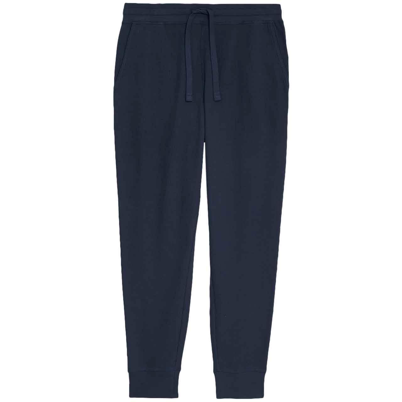 M&S Mens Pure Cotton Waffle Loungewear Bottoms, M , Navy,