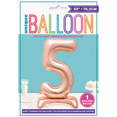 Unique Rose Gold Free Standing Balloon Number 5