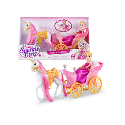 Sparkle Girlz Unicorn and Princess Doll with Carriage