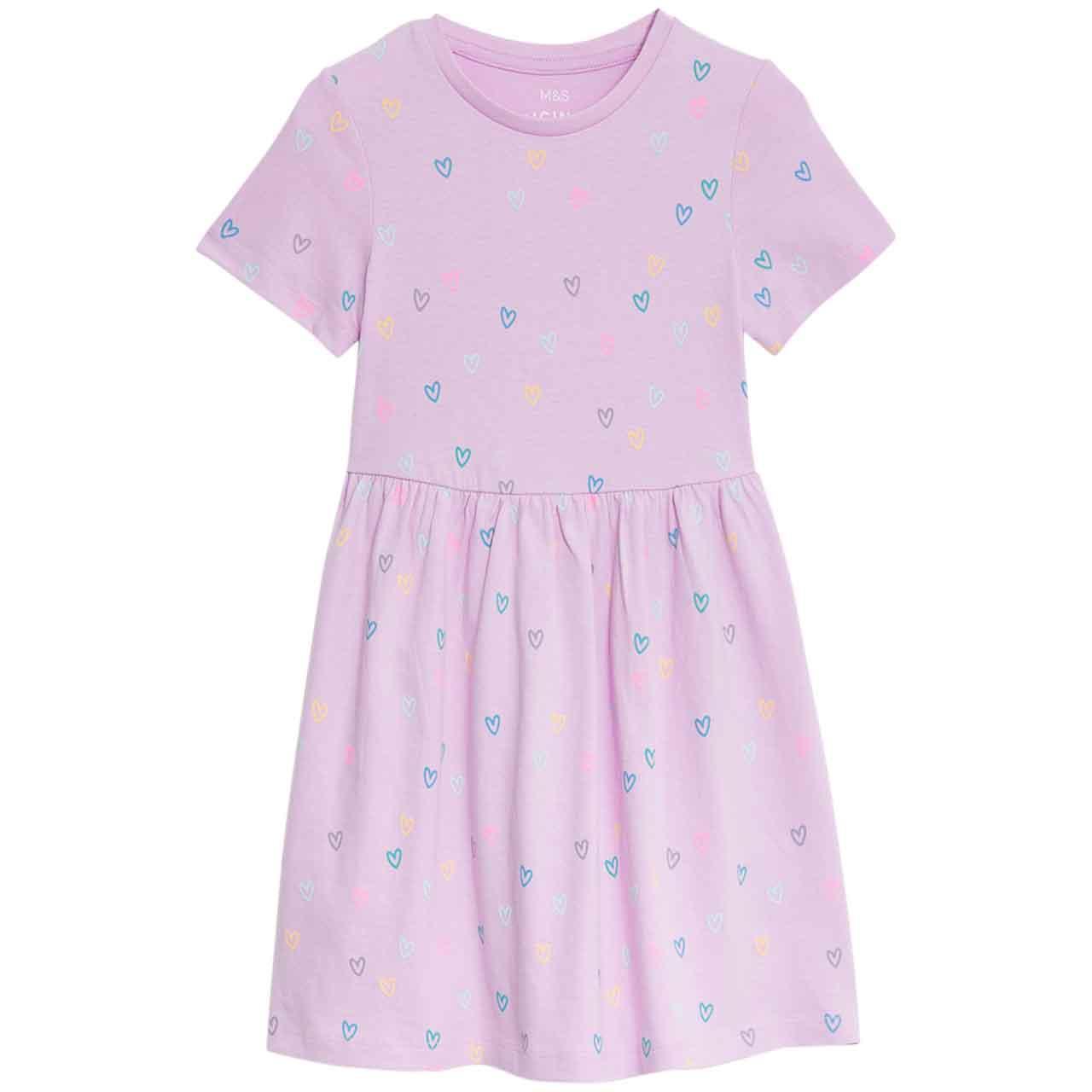 M&S Cotton Rich Dress, 5-6 Years, Pink