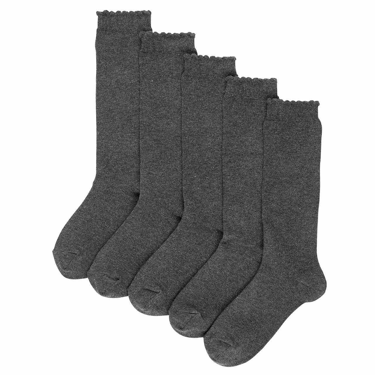 M&S Girls Knee High Socks, 6-8.5, Grey