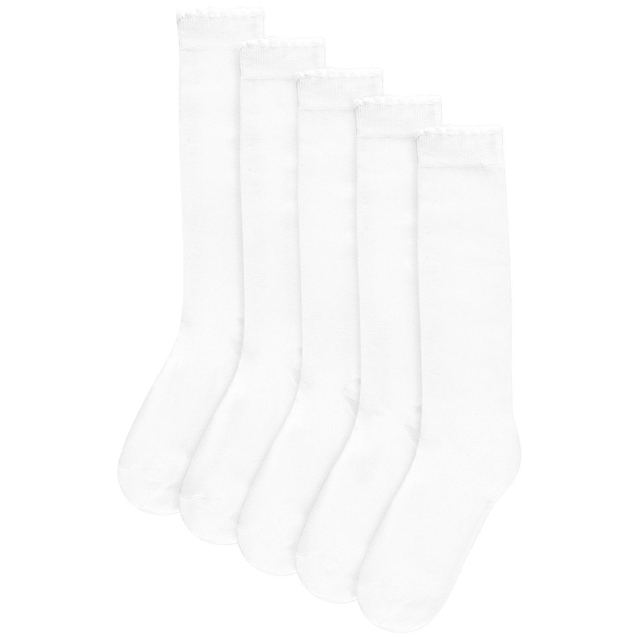 M&S Girls Knee High Socks, Shoe Size 12.5-3.5, White