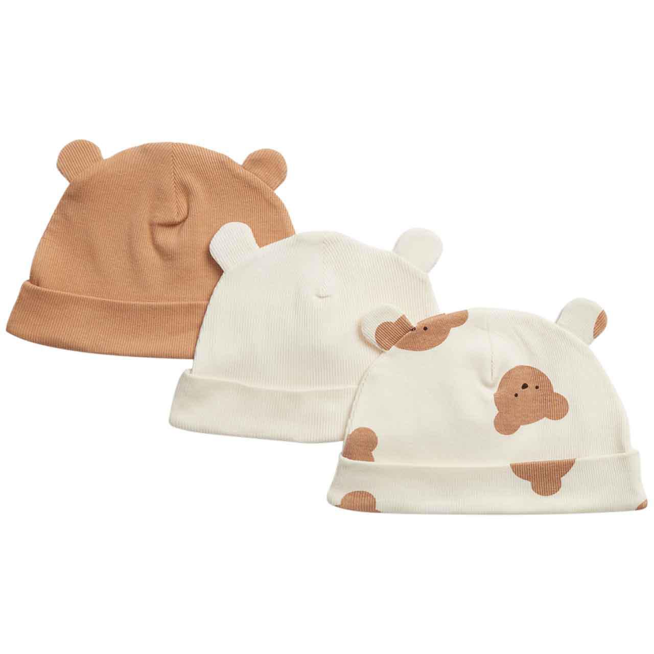 M&S Spencer Bear Hats 0-6 Months, Camel, 3 Pack