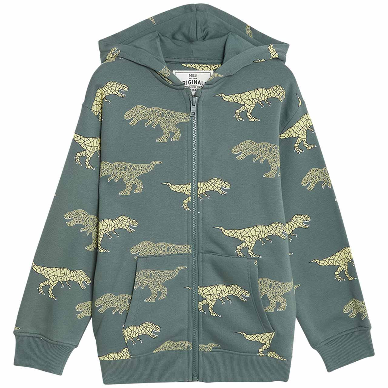 M&S Dino Zip Jacket, 5-6 Years, Green