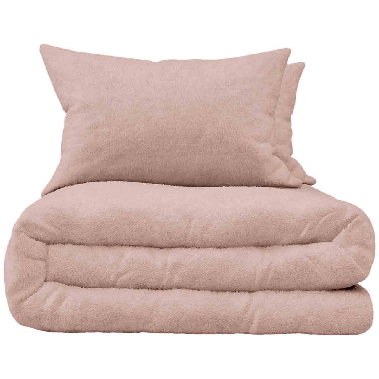 M&S Teddy Fleece Bedding Set, Double, Blush