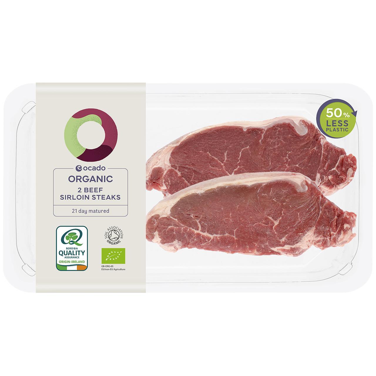 Ocado Organic 2 Beef Sirloin Steaks