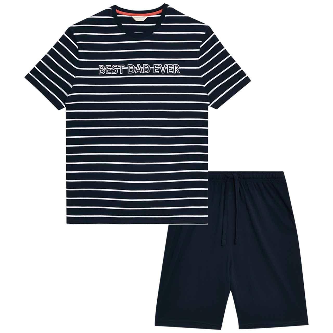 M&S Pure Cotton Dad Pyjamas, S, Navy