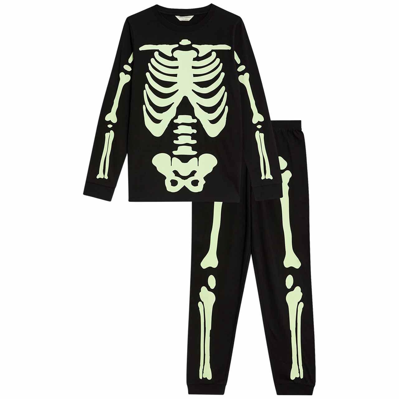 M&S Halloween Kids Black Skeleton Pyjamas, 3-4 Years