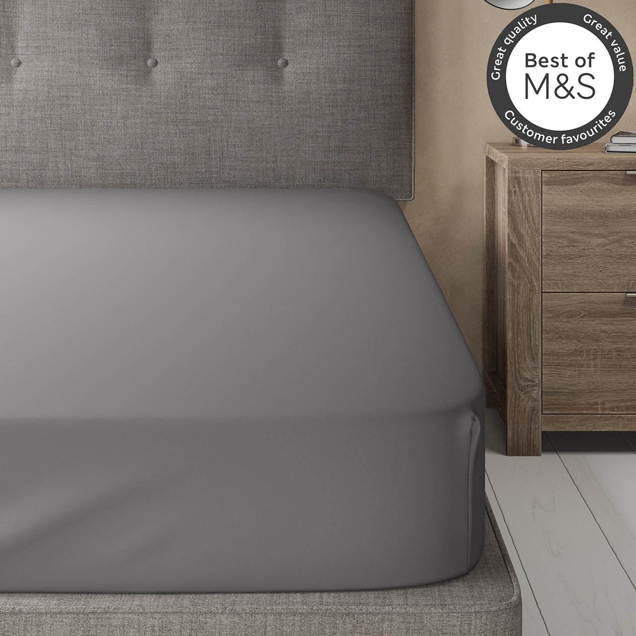 M&S Egyptian Cotton 230 Thread Count Fitted Sheet, Single, Slate